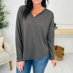 Women's Charcoal Long Sleeve Top